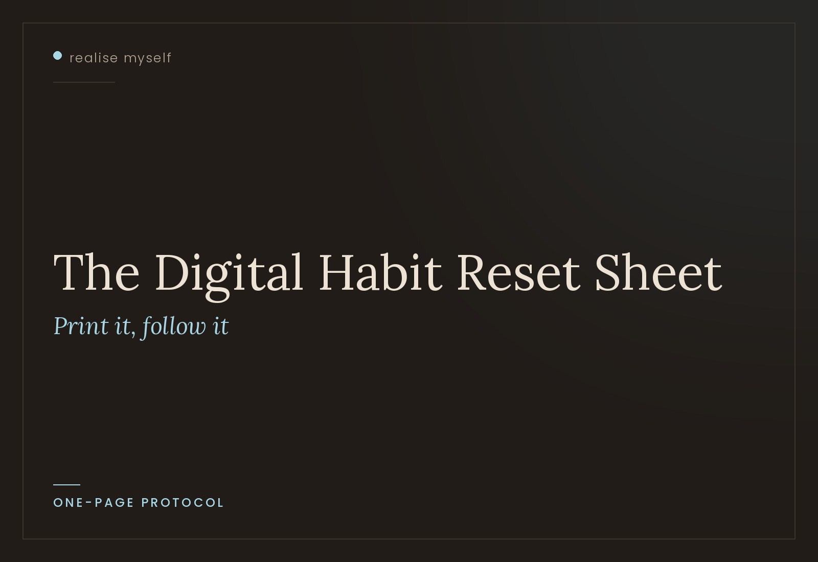 The cover of The Digital Habit Reset Sheet