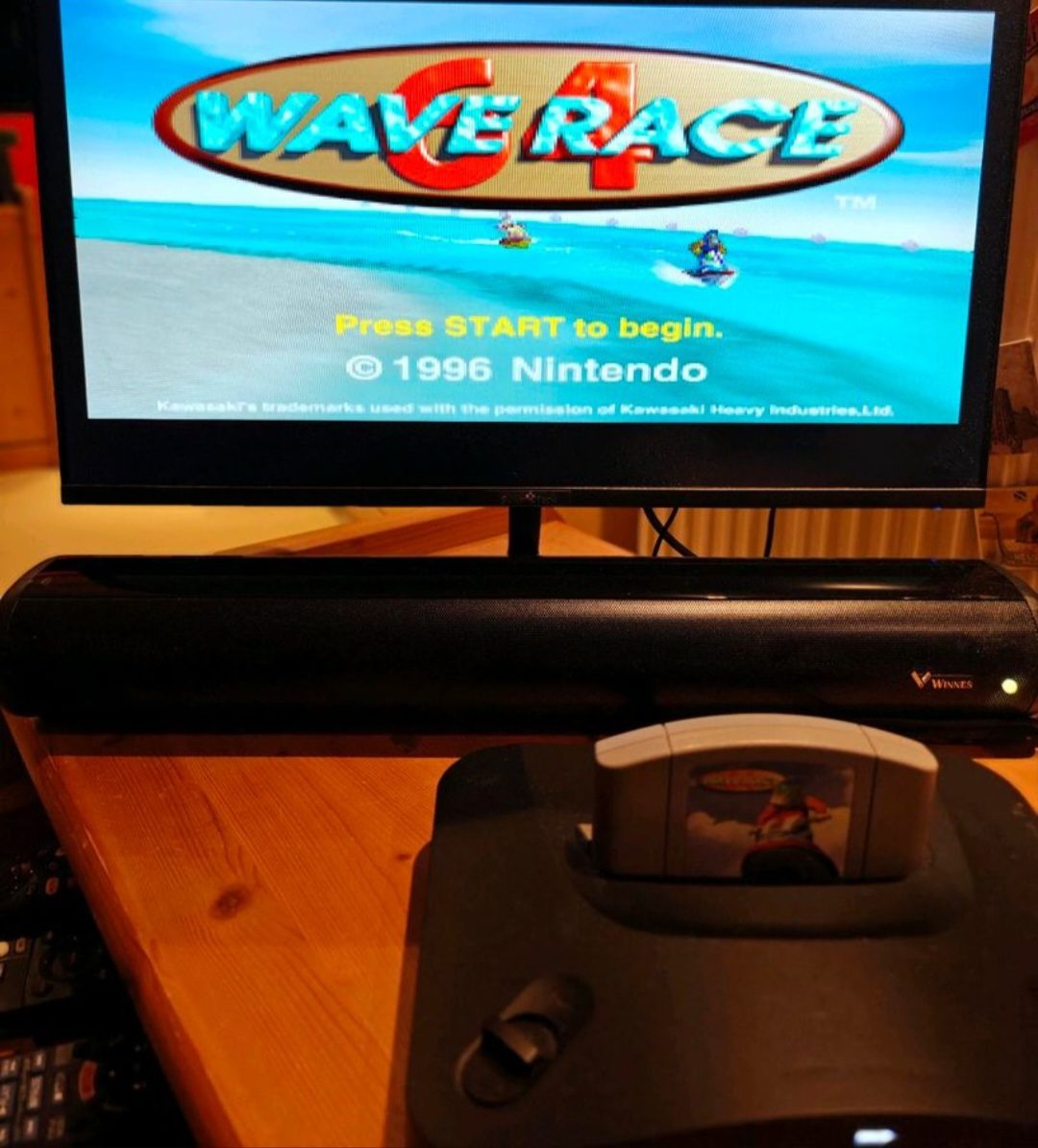 Wave Race 64 running on a modern screen from an original cartridge