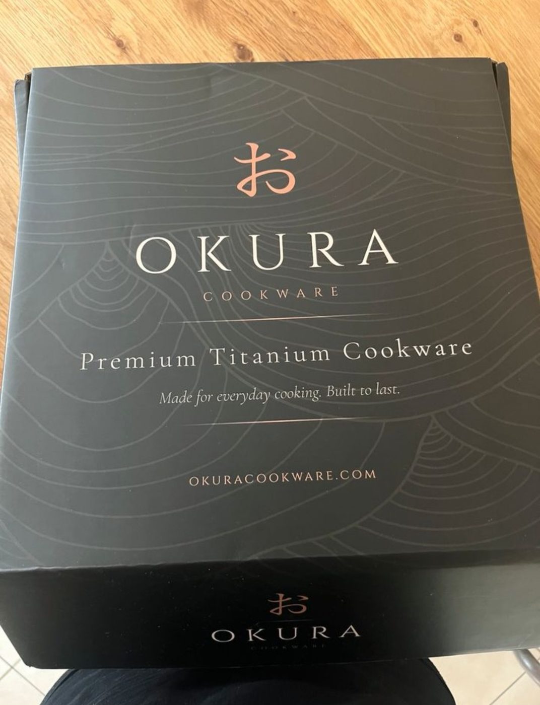 Okura titanium pan in its box and unpacked
